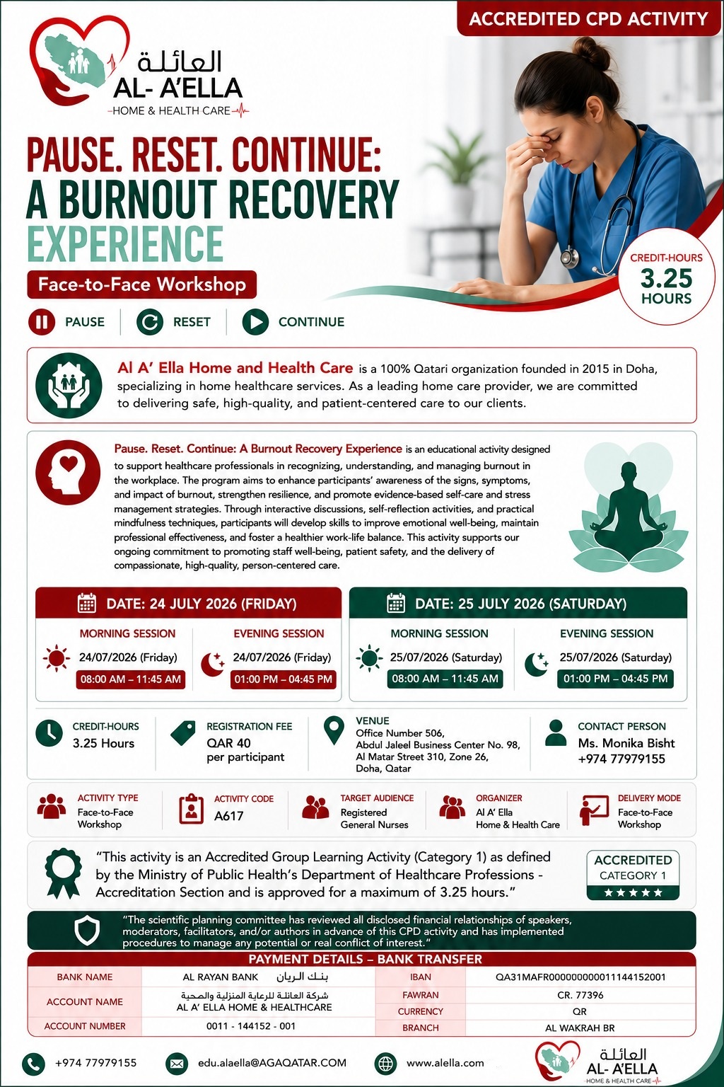 Burnout recovery workshop brochure